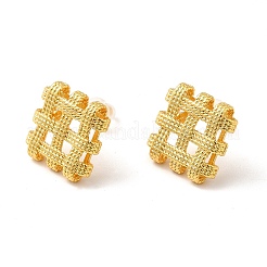 Orecchini a perno a rombo intrecciato in ottone con 925 perno in argento sterling da donna&nbsp;EJEW-F292-01G