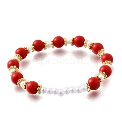 Stretch-Armbänder aus ABS-Kunstperlen mit runden Perlen für Frauen&nbsp;BJEW-D317-10A-G