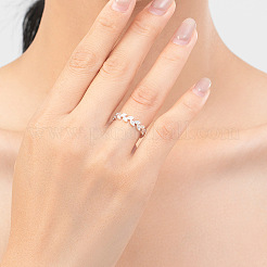 Blatt 925 Sterling Silber Micro Pave klare Zirkonia Manschettenringe&nbsp;FS-WG7C413-01