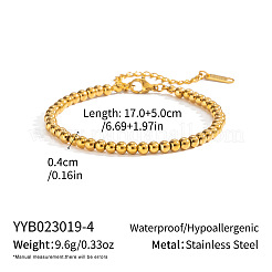 Braccialetti da donna con perline rotonde in acciaio inossidabile 304 da 4 mm&nbsp;TJ0517-2