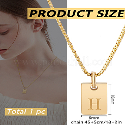 1 collar con colgante rectangular de letras de acero inoxidable&nbsp;NJEW-LP0001-34H-G