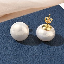Ohrstecker aus Messing und ABS-Kunststoff mit Imitationsperlen für Damen&nbsp;PL-CBA760A-14B-G02
