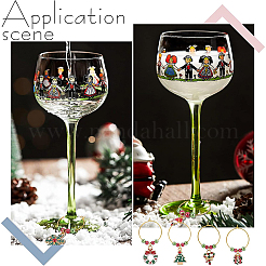 24 pz. 12 stili albero di Natale e fiocco di neve e calzino e Babbo Natale ciondoli pendenti in lega smaltata per calici da vino con perla di vetro&nbsp;AJEW-BC0003-12