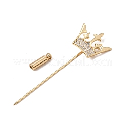 Broche largo de aguja de latón con micro pavé de circonitas cúbicas transparentes&nbsp;CU-CBAF606-01G