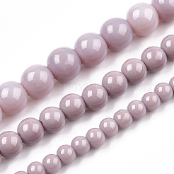 Chapelets de perles en verre opaque de couleur unie&nbsp;LS-GLAA-T032-P6mm-07
