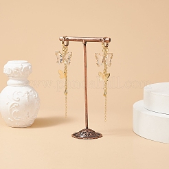Orecchini pendenti a farfalla in vetro con zirconi chiari&nbsp;EJEW-TA00153-04