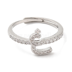 Verstellbare Ringe aus Messing mit Zirkonia und arabischen Buchstaben für Damen&nbsp;RJEW-S407-10P-06