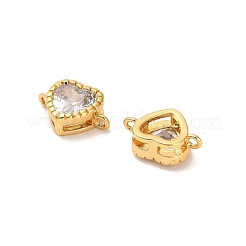 Messing Pavé klare Zirkonia Herz Verbindungsstück Charms&nbsp;KK-H515-08G