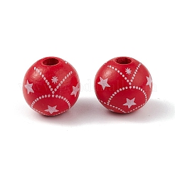 Perles européennes en bois naturel imprimées&nbsp;WOOD-C015-07A