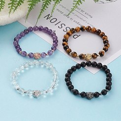 Braccialetti di perline elasticizzati con pietre preziose naturali e sintetiche&nbsp;BJEW-JB05826