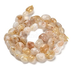 Fili di perle di quarzo lodolite giallo naturale&nbsp;G-P497-01E-39B