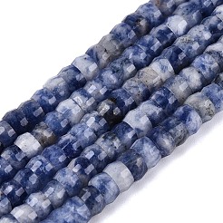 Fili di perle di diaspro macchia blu naturale&nbsp;G-Q606-46A-02