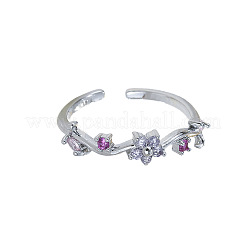 Messing Micro Pave klare Zirkonia Manschette offene Ringe&nbsp;WG8A69B-02