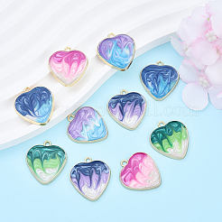 10 pièces 5 couleurs pendentifs en émail d'alliage de placage de rack&nbsp;ENAM-YW0004-60