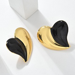 Boucles d'oreilles à tige en acier inoxydable 304 en forme de cœur&nbsp;LS-EJEW-A130-01G-01