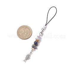 6 pieza de cadena para correa de mano de teléfono con piedras mixtas&nbsp;HJEW-JM04130