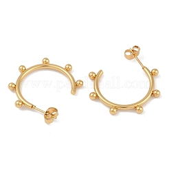 Boucles d'oreilles à tige en forme de C en acier inoxydable 201 avec placage sous vide PVD&nbsp;EJEW-I309-54G