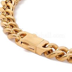 Ionenplattierung (IP) Panzerkettenarmband aus 304 Edelstahl mit Vorhängeschlossverschluss aus Kristall-Strass für Frauen&nbsp;BJEW-E107-01G-01