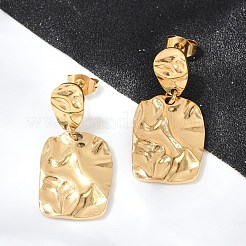 Orecchini pendenti rettangolari twist placcati ioni (ip) 304 in acciaio inossidabile per donna&nbsp;EJEW-E199-16G