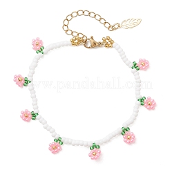 Braccialetti con ciondoli floreali in perline di vetro per donna&nbsp;BJEW-MZ00306-01