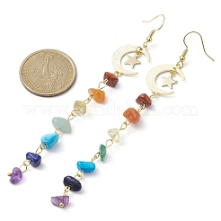 Chakra-Thema-Ohrringe mit natürlichen und synthetischen gemischten Edelsteinsplittern und Perlenquasten&nbsp;EJEW-JE05453