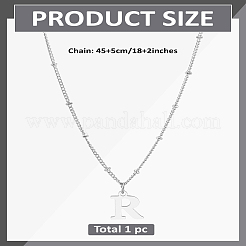 1 pezzo di catena in ottone e collane con ciondolo a forma di lettera in acciaio inossidabile 304&nbsp;NJEW-LP0001-35R-P