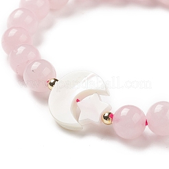 Braccialetto elastico in quarzo rosa naturale e ematite sintetica&nbsp;BJEW-M236-01J