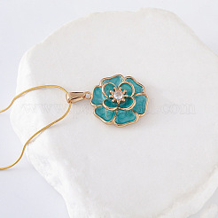 3 collier élégant avec pendentif en forme de fleur en acier inoxydable et émail pour femme&nbsp;MX4222