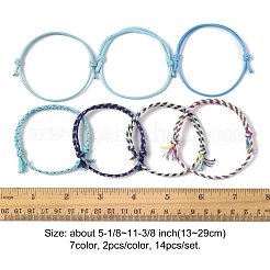 14 ensemble de bracelets en cordon de coton 7 couleurs pour hommes et femmes&nbsp;BJEW-FS00025-02