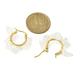 Boucles d'oreilles créoles tressées en cristal de quartz naturel&nbsp;EJEW-JE04940-06