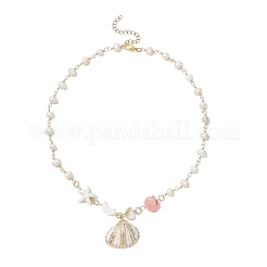 Collane con pendenti a conchiglia in vernice spray estiva e placcatura galvanica&nbsp;NJEW-JN05182-01