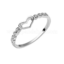 Bagues en alliage de zinc avec cœur creux et strass en cristal&nbsp;FS-WGFA1C6-01
