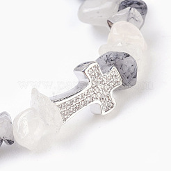 Bracelets extensibles en perles de quartz rutiles naturelles&nbsp;BJEW-JB03926-02
