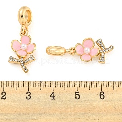 Gestell-Plattierungslegierung Emaille Blume europäische baumelnde Charms&nbsp;FIND-B034-15G-01