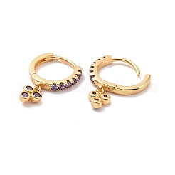 Orecchini a cerchio pendenti con uva cubic zirconia viola&nbsp;EJEW-C030-12G