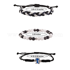 Gewachste Polyester-String geflochtene Kordel-Armbänder-Set&nbsp;BJEW-SW00032-01