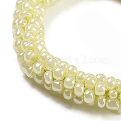 Bracelet extensible tressé en perles de verre au crochet&nbsp;BJEW-K232-01F