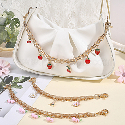 3 pièce 3 styles alliage émail fleur cerise pomme fraise breloque alliage sac chaînes décoratives&nbsp;AJEW-CN0006-07