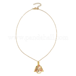 Colgante de árbol de Navidad de vidrio y aleación de zinc con colores&nbsp;NJEW-TA00267