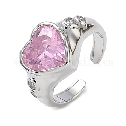 Bagues manchettes ouvertes en laiton pavé de zirconiums cubiques pour femmes&nbsp;RJEW-L343-08P-02