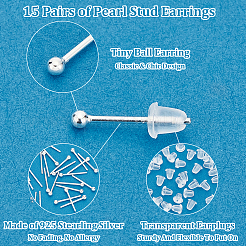 30 paire de boucles d'oreilles à tige rondes en argent sterling&nbsp;STER-PH0001-46