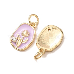 Micro pavé di zirconi chiari in ottone con pendenti smaltati&nbsp;CU-K002-52G-E