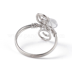 Natürliche Quarzkristallsplitter mit Wirbelfingerring&nbsp;RJEW-L082-02P-02