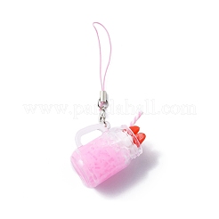 Décorations de pendentif de tasse de crème glacée à la fraise en plastique pvc&nbsp;HJEW-WH0039-21
