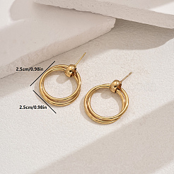Boucles d'oreilles à tige géométriques élégantes à deux couches en acier inoxydable 201&nbsp;RQ1925-1