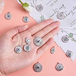 16 Stück 8 Stil Augenmotiv 304 Edelstahl Strass Anhänger&nbsp;STAS-SZ0002-85P