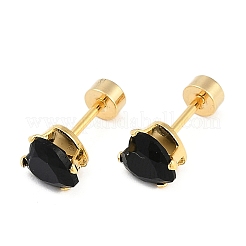 Bouchons d'oreille faux en verre en forme de cœur&nbsp;EJEW-H105-25G-E
