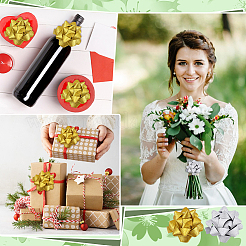 20 boule de fleur en poudre pailletée en plastique de 2 couleurs pour décoration de fête&nbsp;AJEW-FG0005-69