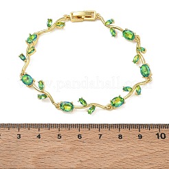 Pulseras de eslabones de flores de latón y vidrio&nbsp;KK-CBA7DFA-01G-01