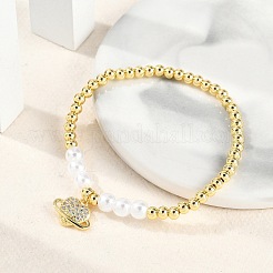 Bracelets à breloques en laiton micro pavé de zircones cubiques pour femmes&nbsp;BJEW-M050-02G-02